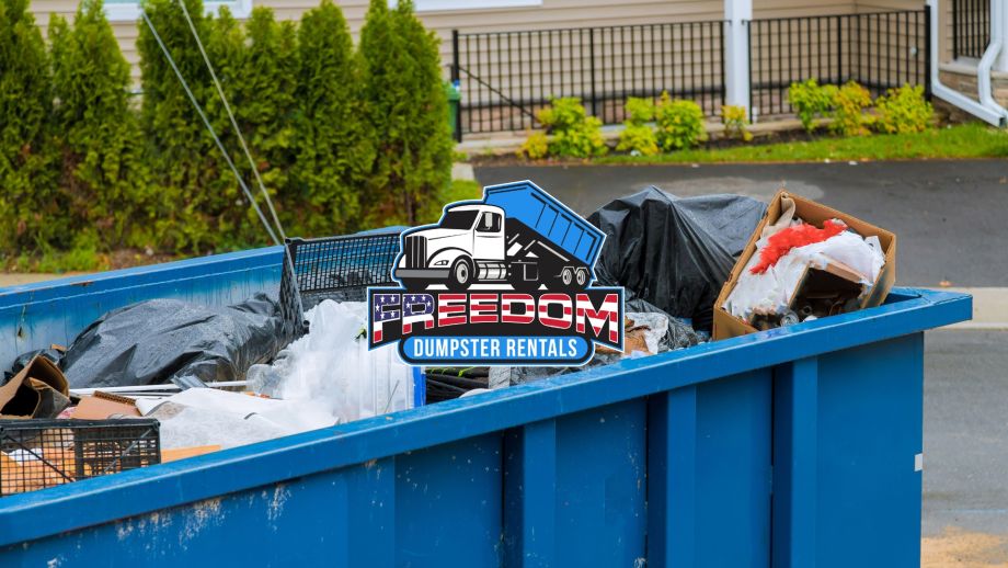 roll off dumpster with trash in it